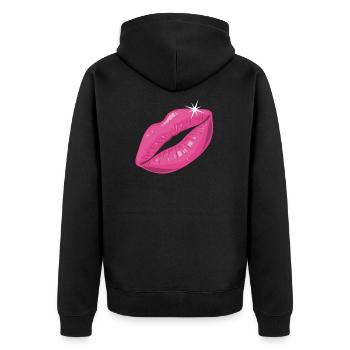 Party Pink Lippenstift Kuss Kussmund - Unisex Premium Bio Zip Hoodie - Schwarz - Hinten - Nico (187cm)