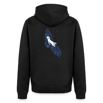 Wolf fly baby wolf drawing motif - Unisex Premium Organic Zip Hoodie - black - Back - Nico (187cm)