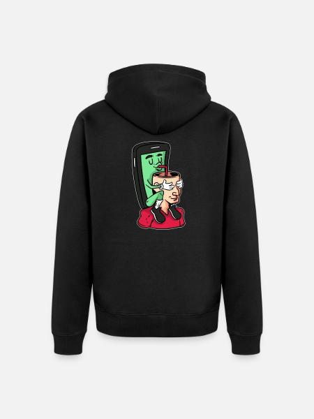 Mobile phone smartphone phone addiction control motive - Unisex Premium Organic Zip Hoodie - black