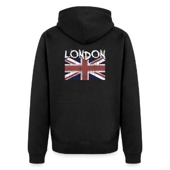 London - Unisex Premium Organic Zip Hoodie - black - Back - Nico (187cm)