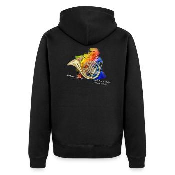 bugle - Unisex Premium Organic Zip Hoodie - black - Back - Nico (187cm)