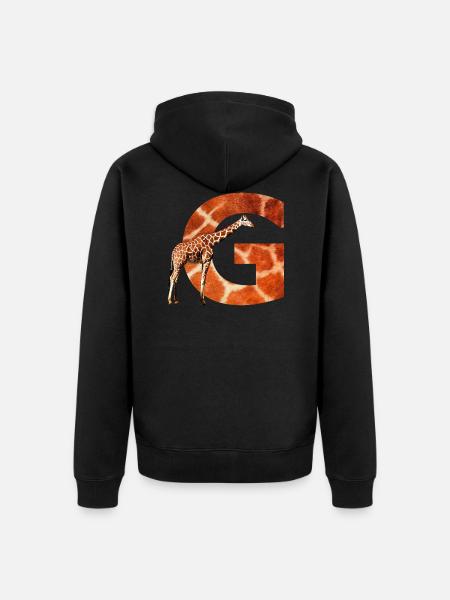 giraffe g - Unisex Premium Organic Zip Hoodie - black