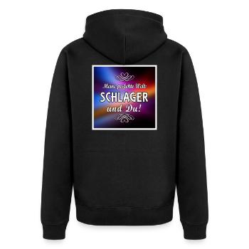 Meine perfekte Welt - Unisex Premium Bio Zip Hoodie - Schwarz - Hinten - Nico (187cm)