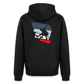 frisbee - Unisex Premium Bio Zip Hoodie - Schwarz - Hinten - Nico (187cm)