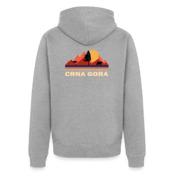 Monténégro Crna Gora - Veste à capuche bio Premium Unisexe - gris chiné - Dos - Nico (187cm)