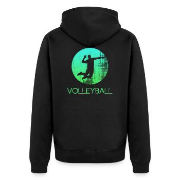 Volleyball - Unisex Premium Bio Zip Hoodie - Schwarz - Hinten - Nico (187cm)
