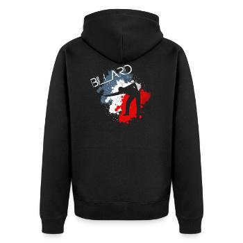 billard - Unisex Premium Bio Zip Hoodie - Schwarz - Hinten - Nico (187cm)