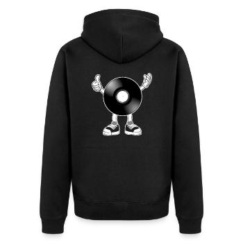 Disque vinyle rétro musique DJ - Veste à capuche bio Premium Unisexe - noir - Dos - Nico (187cm)