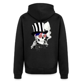 Skull avec des lunettes de soleil roses et des cylindres - Veste à capuche bio Premium Unisexe - noir - Dos - Nico (187cm)