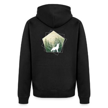 nature geometry shapes wolf forest - Unisex Premium Organic Zip Hoodie - black - Back - Nico (187cm)