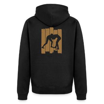 ringen - Unisex Premium Bio Zip Hoodie - Schwarz - Hinten - Nico (187cm)