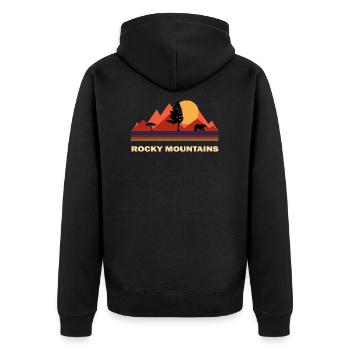 Rocky Mountains - Unisex Premium Bio Zip Hoodie - Schwarz - Hinten - Nico (187cm)