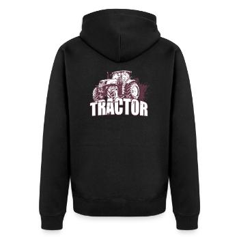 Traktor - Unisex Premium Bio Zip Hoodie - Schwarz - Hinten - Nico (187cm)