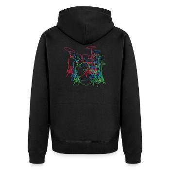 Trommel - Unisex Premium Bio Zip Hoodie - Schwarz - Hinten - Nico (187cm)