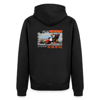 Moto-Cross - Unisex Premium Bio Zip Hoodie - Schwarz - Hinten - Nico (187cm)