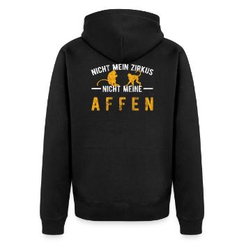 Nicht mein Zirkus nicht meine Affen - Unisex Premium Bio Zip Hoodie - Schwarz - Hinten - Nico (187cm)