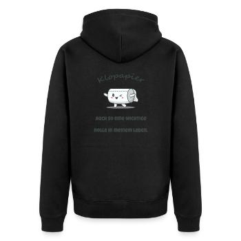 Klopapier, Toilettenpapier - Unisex Premium Bio Zip Hoodie - Schwarz - Hinten - Nico (187cm)
