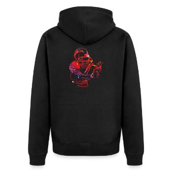 american football - Unisex Premium Organic Zip Hoodie - black - Back - Nico (187cm)
