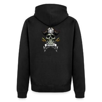piraten - Unisex Premium Bio Zip Hoodie - Schwarz - Hinten - Nico (187cm)