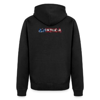 Amérique - Veste à capuche bio Premium Unisexe - noir - Dos - Nico (187cm)