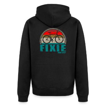 Fixie Bike Biker Geschenk - Unisex Premium Bio Zip Hoodie - Schwarz - Hinten - Nico (187cm)