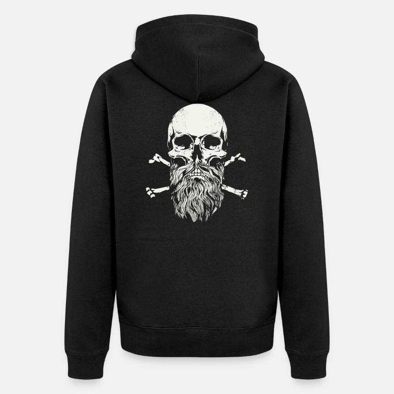 Crâne barbu - crâne - Veste à capuche bio Premium Unisexe - noir