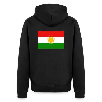 Kurdische Flagge Rücken - Unisex Premium Bio Zip Hoodie - Schwarz - Hinten - Nico (187cm)