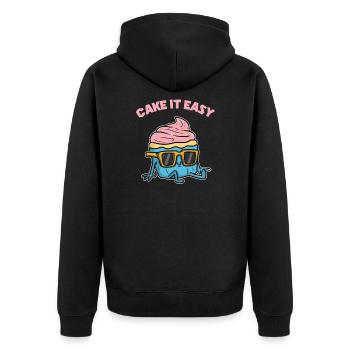 Cake It Easy saying sunglasses pun pastry - Unisex Premium Organic Zip Hoodie - black - Back - Nico (187cm)
