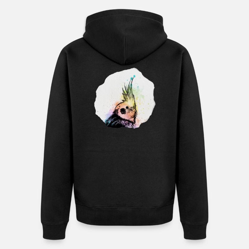 Aquarelle de calopsitte - Veste à capuche bio Premium Unisexe - noir