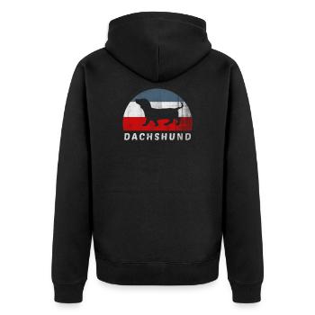 Dackel - Unisex Premium Bio Zip Hoodie - Schwarz - Hinten - Nico (187cm)