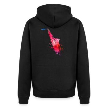 Saxophon - Unisex Premium Bio Zip Hoodie - Schwarz - Hinten - Nico (187cm)