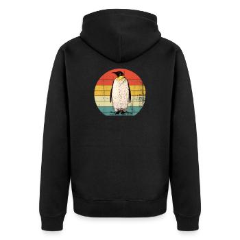 Pinguin - Unisex Premium Bio Zip Hoodie - Schwarz - Hinten - Nico (187cm)