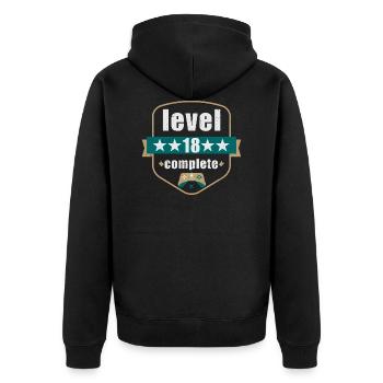 18th birthday level 18 complete 2002 - Unisex Premium Organic Zip Hoodie - black - Back - Nico (187cm)
