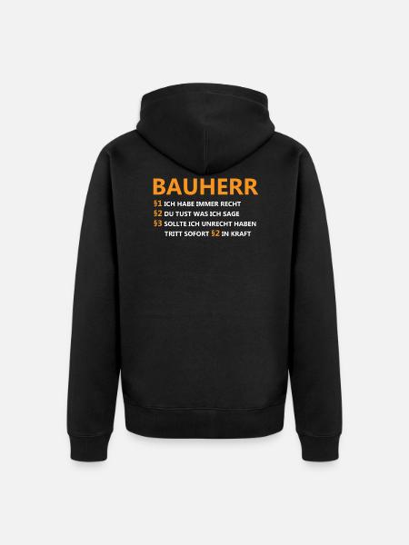 Bauherr - Unisex Premium Bio Zip Hoodie - Schwarz