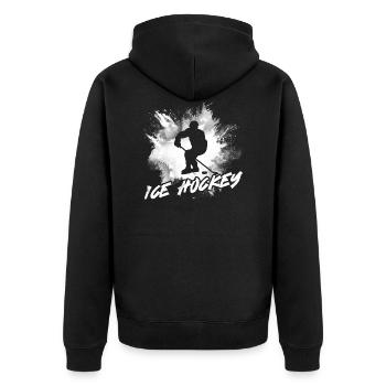 Eishockey - Unisex Premium Bio Zip Hoodie - Schwarz - Hinten - Nico (187cm)