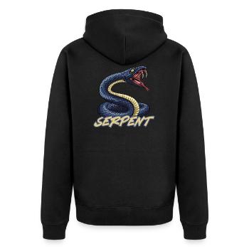 Schlange - Unisex Premium Bio Zip Hoodie - Schwarz - Hinten - Nico (187cm)