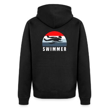 swimmer - Unisex Premium Organic Zip Hoodie - black - Back - Nico (187cm)