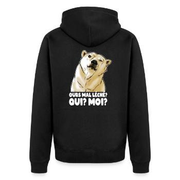 Ours mal léché (texte blanc) - Veste à capuche bio Premium Unisexe - noir - Dos - Nico (187cm)