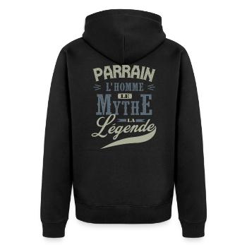 PARRAIN L'homme le mythe la légende idée cadeau - Veste à capuche bio Premium Unisexe - noir - Dos - Nico (187cm)