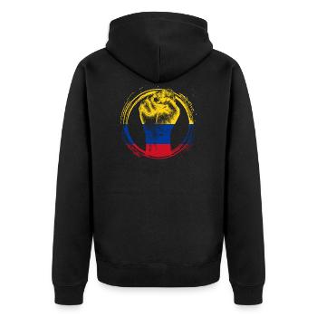Kolumbien - Unisex Premium Bio Zip Hoodie - Schwarz - Hinten - Nico (187cm)