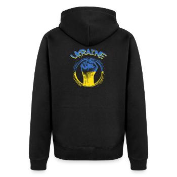 Ukraine - Unisex Premium Bio Zip Hoodie - Schwarz - Hinten - Nico (187cm)