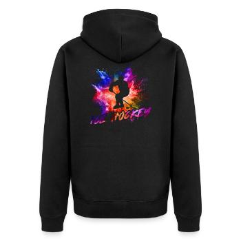 Eishockey - Unisex Premium Bio Zip Hoodie - Schwarz - Hinten - Nico (187cm)
