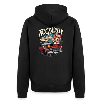 Rockabilly Las Vegas Rocker Vintage Classic Car - Unisex Premium Organic Zip Hoodie - black - Back - Nico (187cm)