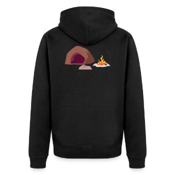 Höhle Feuer Steinzeit Urmensch - Unisex Premium Bio Zip Hoodie - Schwarz - Hinten - Nico (187cm)