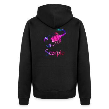 Scorpio - Unisex Premium Organic Zip Hoodie - black - Back - Nico (187cm)