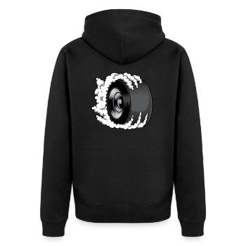 Gib Gummi Auto Burnout qualmender Reifen - Unisex Premium Bio Zip Hoodie - Schwarz - Hinten - Nico (187cm)