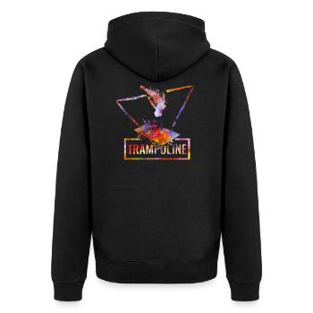 Trampolin - Unisex Premium Bio Zip Hoodie - Schwarz - Hinten - Nico (187cm)