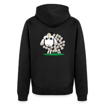 Schaf und schlafshirt Wolle Geschenk Lamm Tier - Unisex Premium Bio Zip Hoodie - Schwarz - Hinten - Nico (187cm)