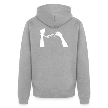 Handschellen Befreien Befreiung - Unisex Premium Bio Zip Hoodie - Grau meliert - Hinten - Nico (187cm)