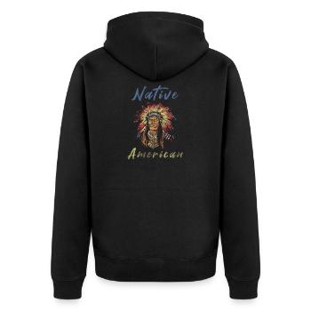 native Americans - Unisex Premium Organic Zip Hoodie - black - Back - Nico (187cm)